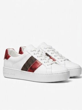 Michael Kors Poppy Snakeskin Print Stripe Platform Sneakers